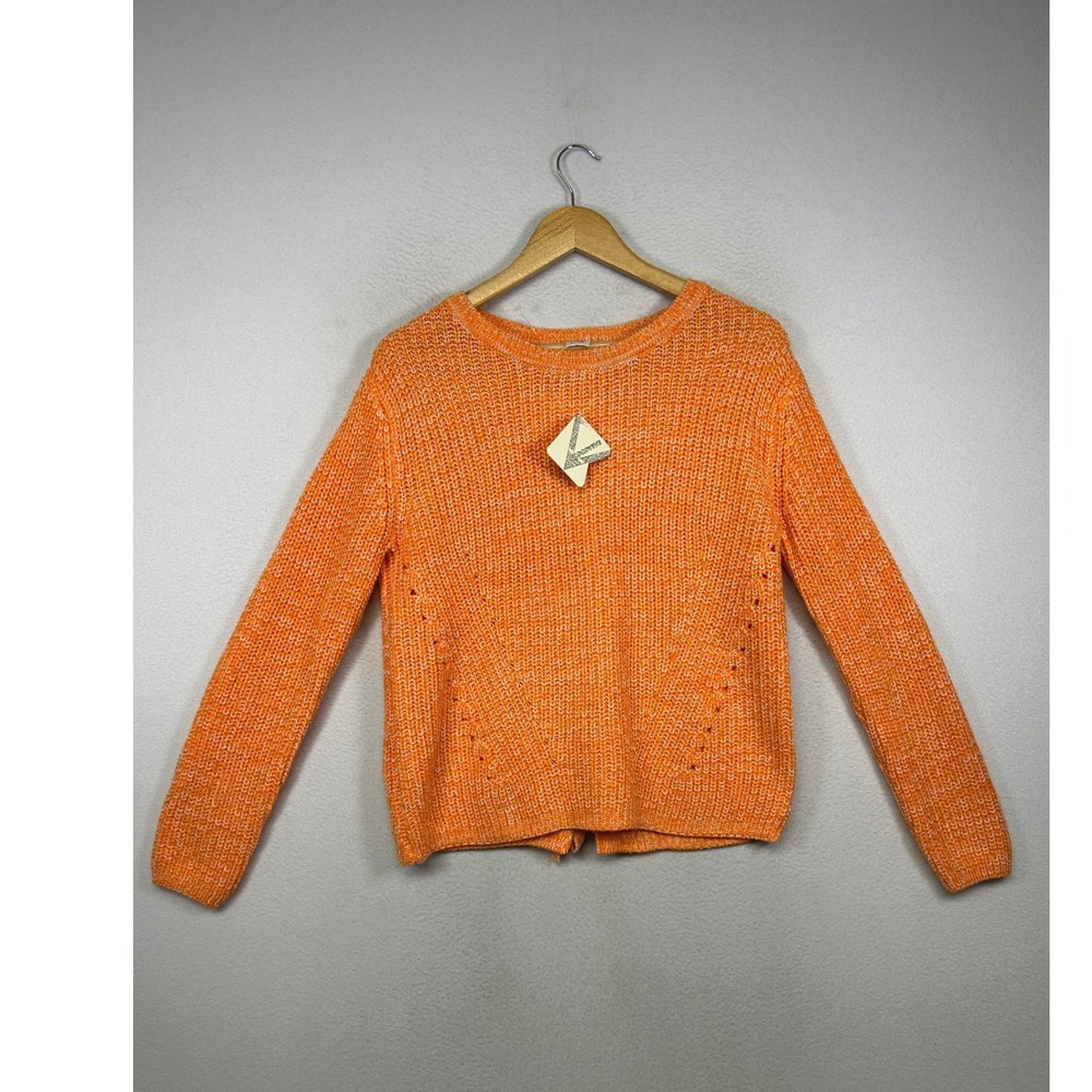 Boho Cocovive Womens Small Orange Marled Lace Up Back Chunky Knit Sweater NWT‎
